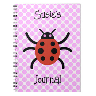 Niedliche Ladybug Art on Pink Name Journal Notizblock