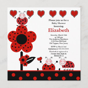 Niedliche Ladybug Babydusche Einladung