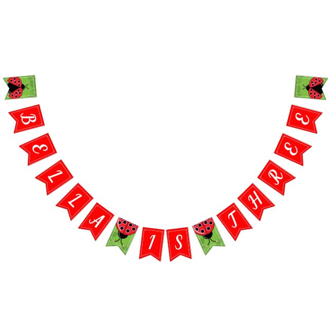 Niedliche Ladybug Birthday Bunting Flags/Banner Wimpelkette (Alle)