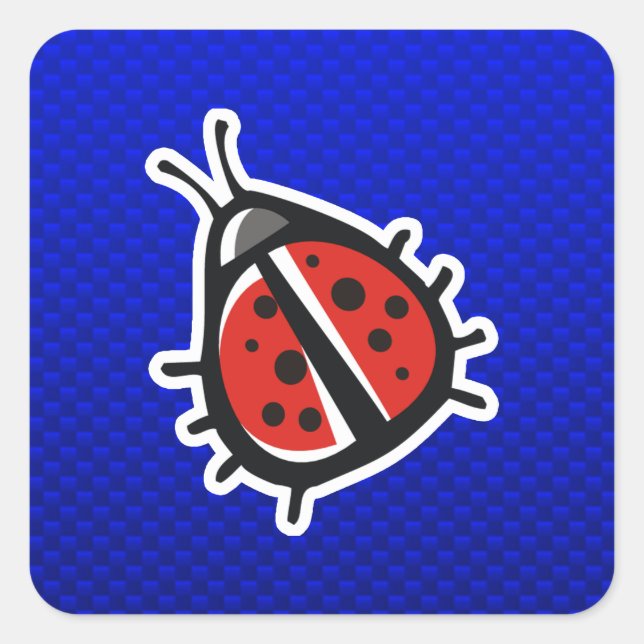 Niedliche Ladybug; blau Quadratischer Aufkleber (Vorderseite)