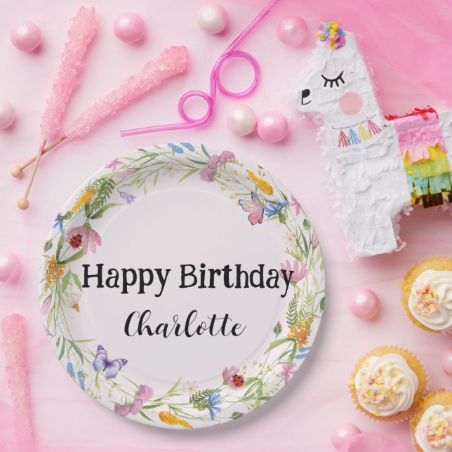 Niedliche Ladybug Butterfly Daisy floral Rustikale Pappteller (Party)