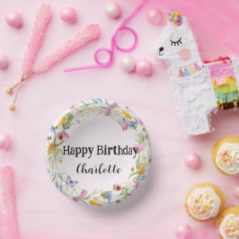 Niedliche Ladybug Butterfly Daisy floral Rustikale Pappteller