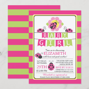 Niedliche Ladybug Girls Kinderdusche Einladung