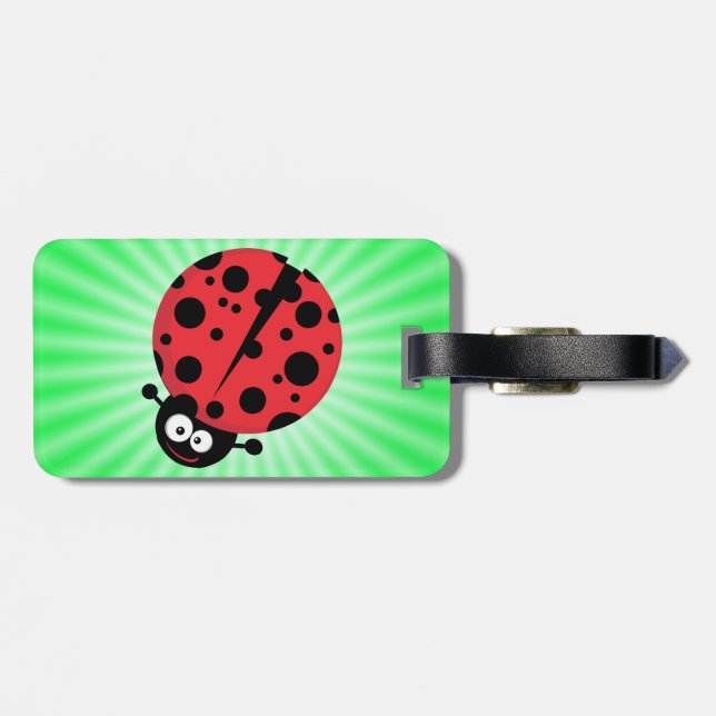 Niedliche Ladybug; grün Gepäckanhänger (Rückseite horizontal)