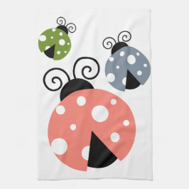 Niedliche Ladybug Mama & Ladybug Babys Pink Green Geschirrtuch