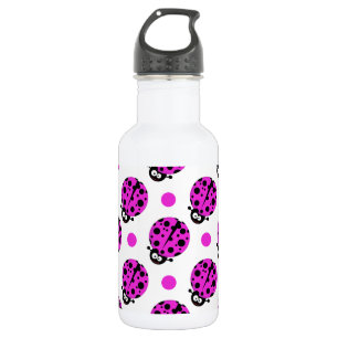 Niedliche Ladybug, Neon Lila & White Polka Dots Trinkflasche