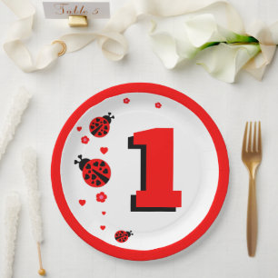 Niedliche Ladybug Pappteller