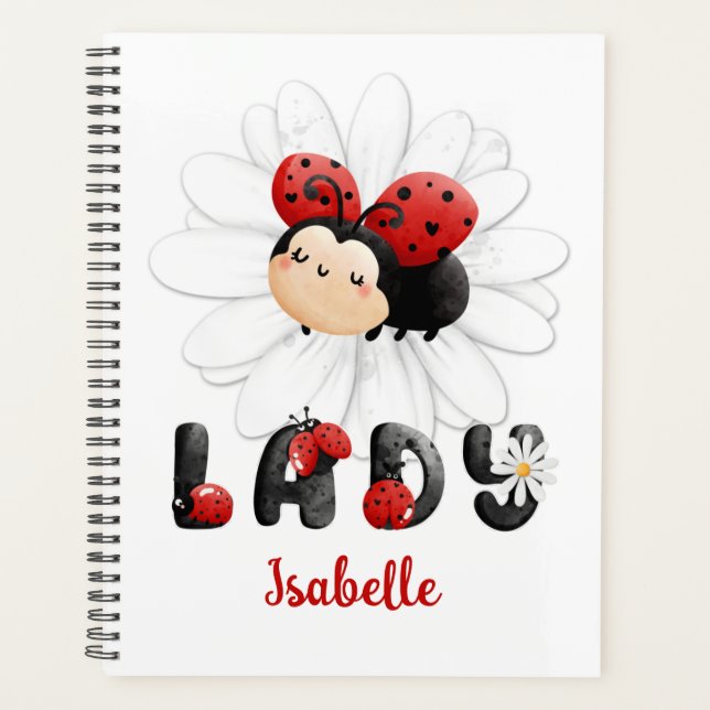 Niedliche Ladybug Personalisiert Girl Planner Planer (Vorderseite)