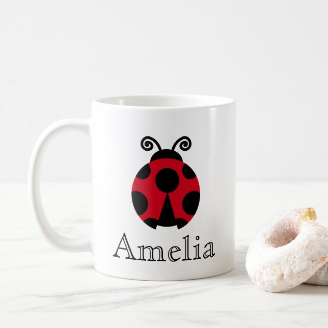 Niedliche Ladybug Personalisiert Kaffeetasse (Mit Donut)