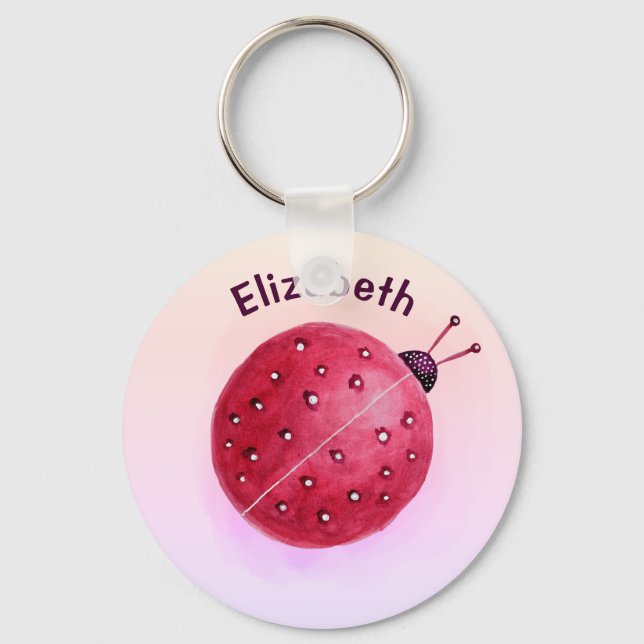 Niedliche Ladybug Pink Girl Name Schlüsselanhänger (Vorderseite)