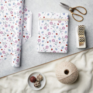 Niedliche Ladybug Polka dot Daisy Blume Rustikales Geschenkpapier