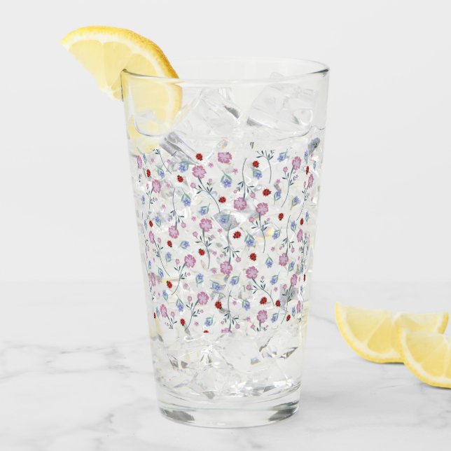 Niedliche Ladybug Polka dot Daisy Blume Rustikales Glas (Vorderseite Ice)