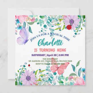 Niedliche Ladybug Polka dot floral Blume Geburtsna Einladung