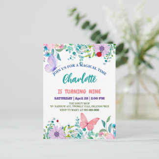 Niedliche Ladybug Polka dot floral Blume Geburtsna Einladungspostkarte