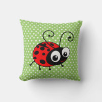 Niedliche Ladybug Polka Dots Green & Red Cushion