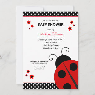 Niedliche Ladybug Polka Dots Kinderdusche Einladun Einladung