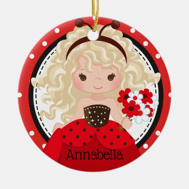 Niedliche Ladybug Princess Personalisiert Keramik Ornament (Vorne)