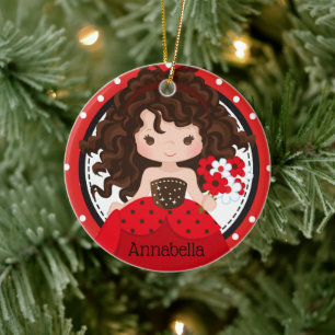 Niedliche Ladybug Princess Personalisierte Keramik Ornament