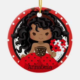 Niedliche Ladybug Princess Personalisierte Keramik Ornament