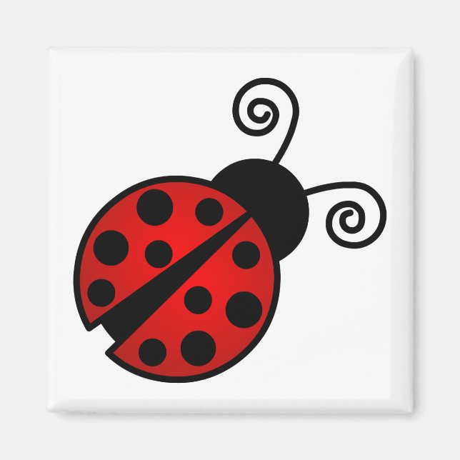 Niedliche Ladybug - Rot und Schwarz Magnet (Vorne)