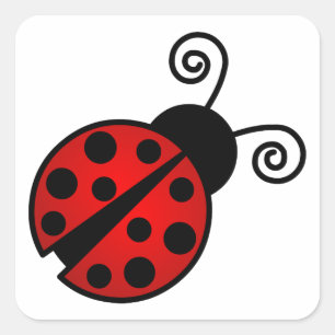 Niedliche Ladybug - Rot und Schwarz Quadratischer Aufkleber