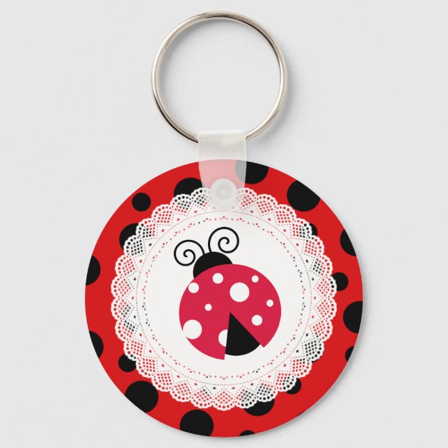 Niedliche Ladybug Rot und Schwarzer Schlüsselanhän Schlüsselanhänger (Vorderseite)