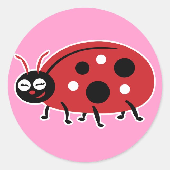 Niedliche Ladybug Runder Aufkleber (Vorderseite)