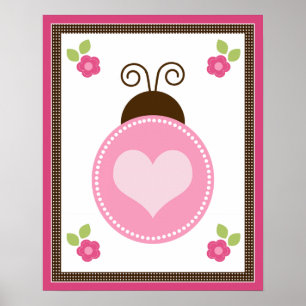 Niedliche Ladybug und Blume Kinderzimmer Art Poste Poster