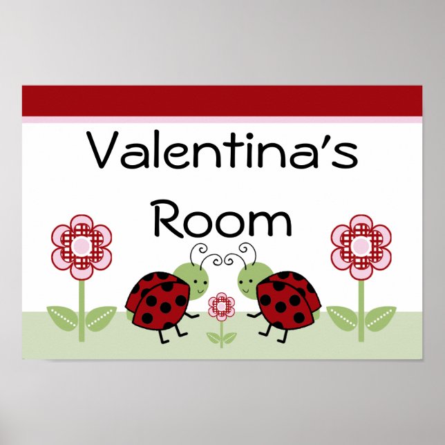 Niedliche Ladybugs & Blume Art Print Sign Poster (Vorne)