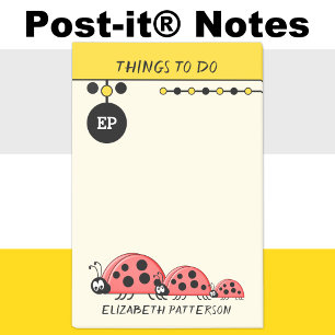 Niedliche Ladybugs, die Kinder gelb nennen sollen Post-it Klebezettel