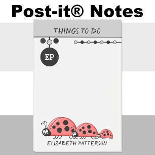 Niedliche Ladybugs Dinge zu tun, um Kinder grau zu Post-it Klebezettel