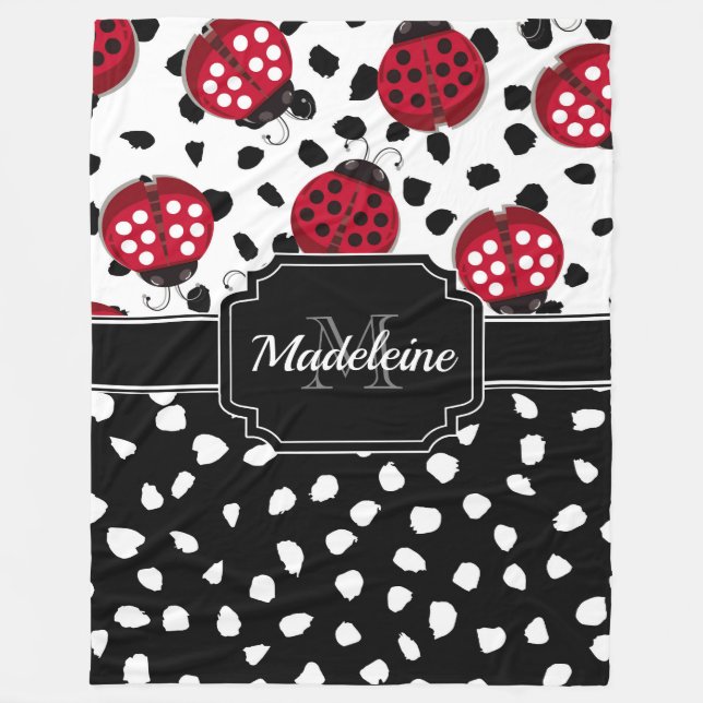 Niedliche Ladybugs Fleecedecke (Vorderseite)