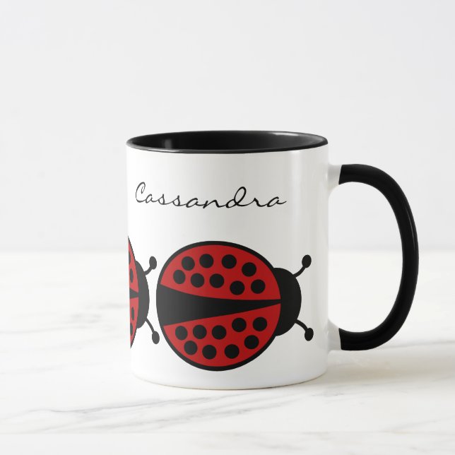 Niedliche Ladybugs mit Ihrem Namen Tasse (Rechts)