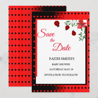 Niedliche Ladybugs, rot und schwarz | Blume Save The Date
