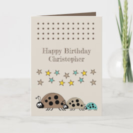 Niedliche Ladybugs Sterne Brauner Kindergeburtstag Karte