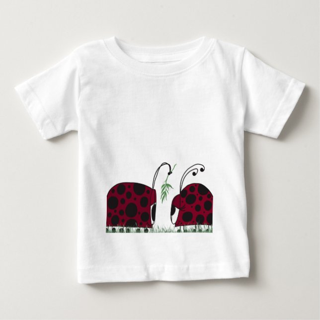Niedliche Ladybugs und Mistletoe Baby T-shirt (Vorderseite)