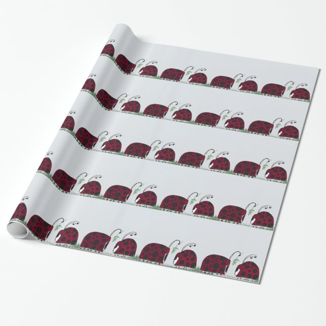 Niedliche Ladybugs und Mistletoe Geschenkpapier (Ungerollt)