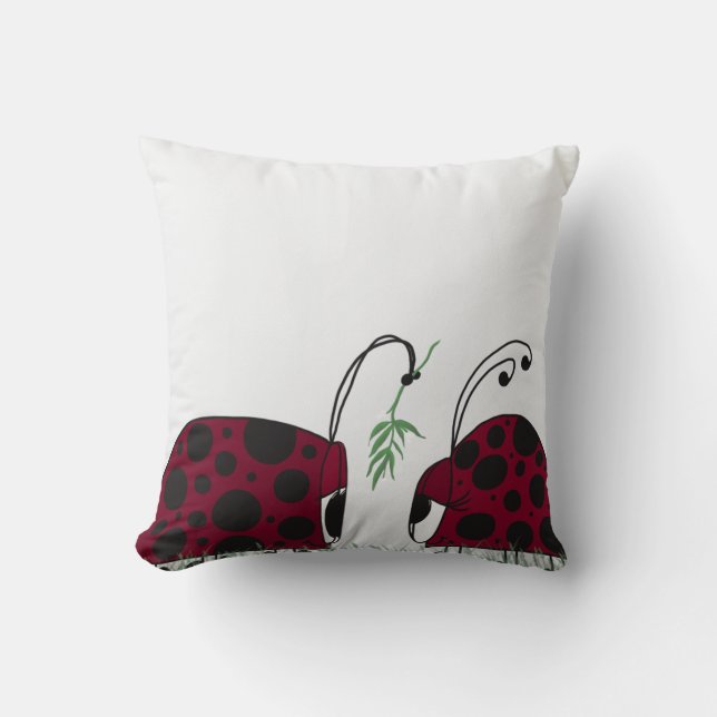 Niedliche Ladybugs und Mistletoe Kissen (Vorderseite)