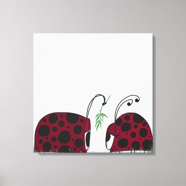 Niedliche Ladybugs und Mistletoe Leinwanddruck (Vorderseite)