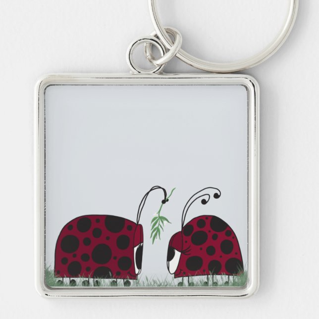 Niedliche Ladybugs und Mistletoe Schlüsselanhänger (Vorne)