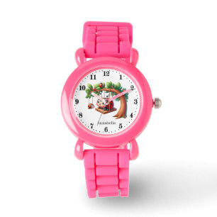 Niedliche Ladybuver-Liebhaber von Mädchen tragen i Armbanduhr