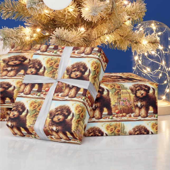 Niedliche Lagotto Romagnolo Malerei Geschenkpapier (Feiertage)