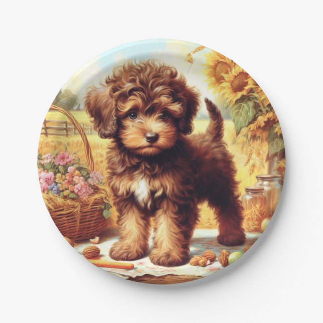 Niedliche Lagotto Romagnolo Malerei Pappteller (Vorderseite)