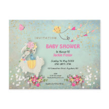 Niedliche Lama/Floral Baby Dusche Einladung