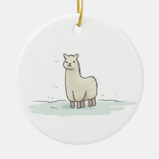 Niedliche Lama-Illustration - Adorable und ruhige Keramik Ornament