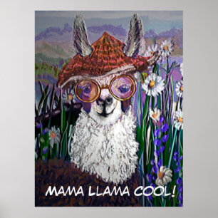 .Niedliche Lama-Kunst mit Brille. Und Kunst Poster