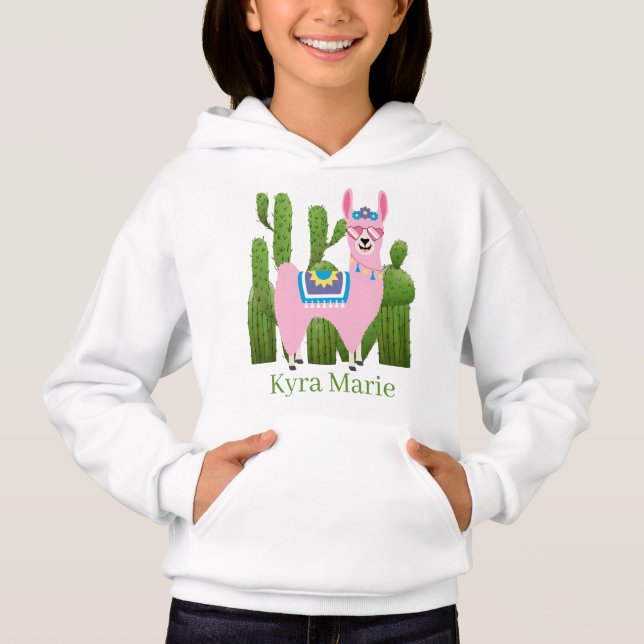 niedliche Lama-Mädchen Hoodie (Vorderseite)