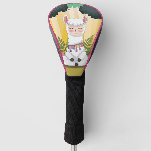 Niedliche Lama-Meditation im Magischen Wald Golf Headcover (Vorderseite)