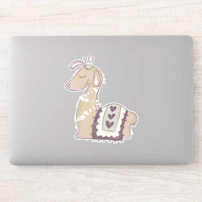 Niedliche Lama-Prinzessin mit einer Krone Aufkleber (Computer)