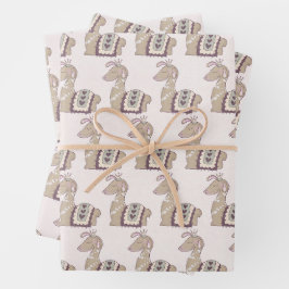 Niedliche Lama-Prinzessin mit einer Krone Geschenkpapier Set